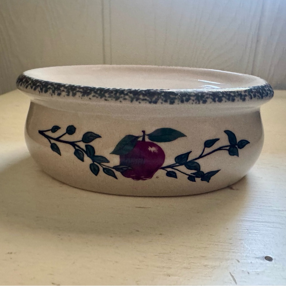 Vintage Stoneware Apple Soap Dish Speckled Spongeware Ceramic Trays Farmhouse